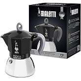 Bialetti - Moka İnd&uuml;ksiyon Siyah: 6 Cups Ocak &Uuml;st&uuml; Espresso Pişirici - 280ml - Alt Hazne: Dış Paslanmaz &Ccedil;elik İ&ccedil; Al&uuml;minyum - 