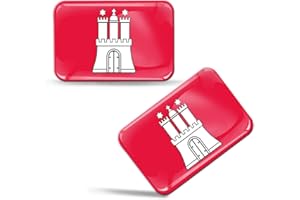 Biomar Labs® 2 x Aufkleber 3D Gel Silikon Stickers Hamburg Flagge Deutschland Fahne Flag Auto Motorrad Fahrrad Fenster Tür PC Handy Tablet Laptop F 97