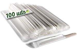 GOBETREE 100 cuillères à café en bois emballées individuellement dans du papier. Bâtonnets de café jetables, mélange de café biodégradable longueur des bâtons 14cm