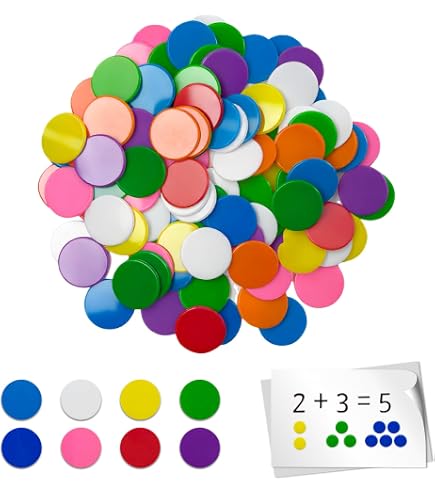 Two Coloured Tokens Math Educational Manipulatives 100 Coloured For Kids - Double Sided Plastic ...