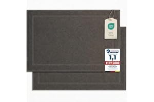 Komfortec Badrumsmatta set 2 delar, frotté duschmatta, tvättbar duschmatta och badmatta, 800 g/m² och 100% bomull, absorberande och snabbtorkande, 50 x 80 cm, antracitgrå