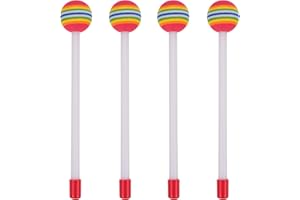 Milisten Lollipop runde Filz-Trommelschlägel, Regenbogen-Trommelstöcke, Handschlagspielzeug, Paukenschlägel, Percussion-Instrument, Zubehör, 4 Stück