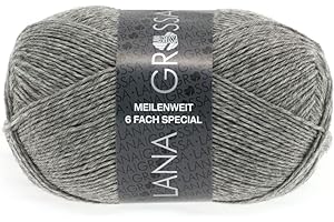 ‎LANA GROSSA LANA GROSSA Meilenweit 6-fach 150 | 6-fädiger Sockenklassiker, waschmaschinenfest | Handstrickgarn 80% Schurwolle & 20% Polyamid | 150g Wolle zum Stricken & Häkeln | 390m Garn FB8961
