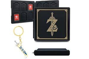 doepeBAE Game Card Case for Nintendo Switch, Square Game Card Storage Box, Portable Thin Hard Shell Game Card Holder with 12 Card Slots, with Gift Keychain Sword (Zelda Black)
