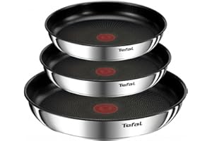 Tefal Ingenio Emotion L8974S45 Batterie de cuisine à induction, 4 pièces, acier inoxydable, empilable, revêtement anti-adhésif, induction