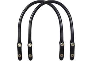 JEESBLSY Manici Per Borsa Di Ricambio In Pelle Nera, 40cm Sostituzione Cinghie Manici Per Borsette con Bottone a Pressione per Borse Artigianale Fai-Da-Te (2 Pezzi)