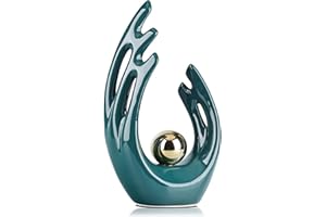 LCCCK Statua Astratta Moderna in Ceramica Verde E Oro, Decorazione Scultorea Estetica Verde Da Centrotavola, Statua Romantica per Mobile Tv, Soggiorno, Camera Da Letto, Ufficio