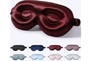 ZIMASILK Einstellbare Schlafmaske aus reiner Maulbeerseide, 3D-Konturierte Cup-Augenmaske zum Schlafen, Super Weiche Atmungsaktive Augenbinde, Perfekt Blockiert Licht zum Schlafen.(Burgunderrot)
