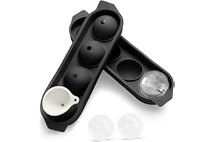 QUIRLIG Cubiteras para Hielo, 4 Redondo Silicona Cubitera Moldes con Tapa, 4.5cm Grande Cubitera Silicona Ice Cube Tray para Cerveza Cócteles Whisky Vino Frutas Puré de Frutas - Negro