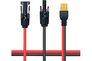 EHOM cavo solare cavo di carica solare XT60 adattatore spina presa, 16AWG cavo pannello solare, centrale portatile generatore solare centrale IP67 impermeabile, 60 cm, rosso + nero