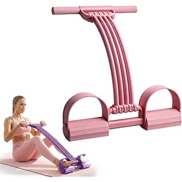 Élastique Musculation 6 Tubes Avec Pédales Et Poignées Mousse – Bande Résistance Fitness, Yoga, Stretching, Rééducation, Rose