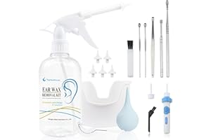 TopQuaFocus Ear Cleaner Earwax Removal Kit, Ear Wax Remover Irrigation Tool, 16.9oz Washer Bottle, 6pcs Ear Pick for Adults & Kids Cleaning 500ml (Clear)
