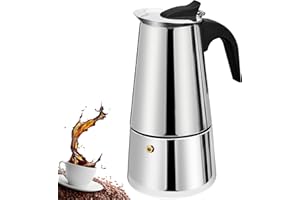 DITOSH 4 Cup Stovetop Espresso Maker Stainless Steel Moka Pot Espresso Maker Percolator Italian Coffee Maker Capable Mocha Coffee Machine Cafe Classic Maker for Home and Camping 200ml 6.6oz