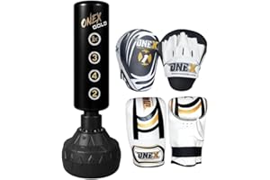 ONEX Punch Bag Free Standing Adult - 5ft filled Heavy Duty Pedestal Stand Boxing Bag for Kickboxing MMA Martial Arts karate Gym & Home Fitness Workout