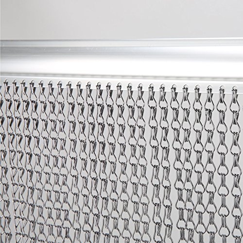 Voilamart Grau Aluminium Metal Türvorhang Kettenvorhang Fadenvorhang Raumteiler 90×214.5cm - 4