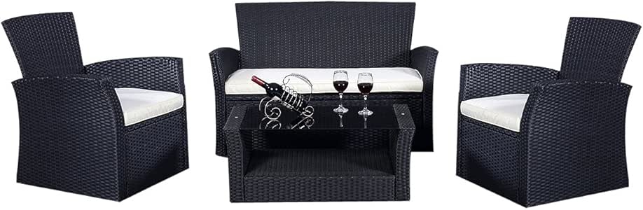 Amazon De Gartenmobel Rattan Lounge Set Polyrattan Sitzgruppe Rattanmobel Garnitur Garten