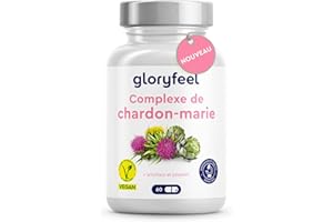 GLORYFEEL Complexe de Chardon Marie, Pissenlit, Artichaut et Desmodium, Detox Foie Puissant et Rapide, Fortement Dosé en Silymarine, Testé en Laboratoire, 60 Capsules, Sans Additifs, 100% Végan