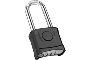 Diyife Ciężki zamek szyfrowy z długą szeklą, odporny na warunki atmosferyczne na zewnątrz, antykradzieżowy, 4-cyfrowy zamek szyfrowy, odblokowanie jednym przyciskiem, do podwórza, ogrodzenia, garażu