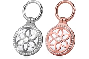 2er Pack Apple Airtag Schlüsselanhänger - ONEONTA AirTag Hülle mit Schlüsselanhänger - Funkelnd Air Tag Hülle für Apple Airtag Anhänger, Ganzkörper Kratzfest, Roségold+Silber