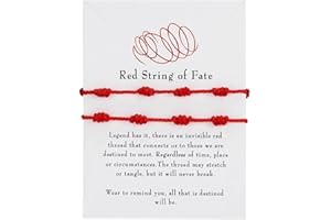 REQAG 2 pezzi Bracciali Coppia Filo Rosso del Destino, Braccialetti Hamsa, in di Corda, di Distanza di Corrispondenza, Intrecciati Mano Regalo