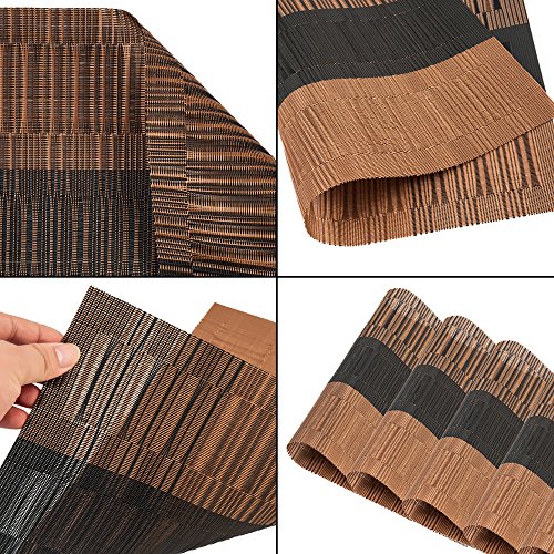 GODTEN Tischsets Abwaschbar , 6er-Set Platzsets Abgrifffeste Hitzebeständig, Rutschfeste und Leicht zu Reinigen PVC Platzdeckchen, Platz Matten für küche Speisetisch, 30x45cm (6er, A1) - 4