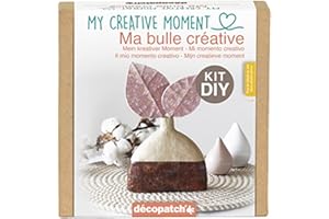 Décopatch KIT039C - Un Mini-kit adulte (support, papier, colle et pinceau inclus), VASE ET FEUILLES