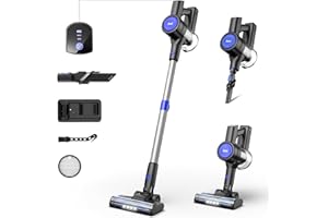 INSE Aspirapolvere Senza Fili, 235W/25Kpa Scope Elettriche Potente, Motore Senza Spazzole, 40Min Autonomia, Anti-groviglio, 6 in 1 Leggero Aspirapolvere Senza Sacco per Peli di Animali Pavimenti Duri