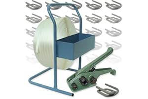 CARDILL VEMATEC Gewebtes Textil Umreifungsset 19 mm - 600 m Umreifungsband mit Bündelgerät, Klemmen und Abroller