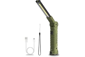Suranew LED Taschenlampe Arbeitsleuchte Werkstattlampe COB Inspektionsleuchten Wiederaufladbare mit Haken zum Aufhängen und Magnet Basis für Camping, Wandern und Notfälle