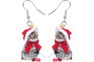 Bonsny Acrylic Drop Dangle Christmas Sweet Cat Kitten Earrings Pets Jewelry For Women Kids Teens Gift