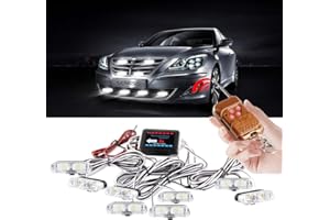 YIFENGSHUN 8x2LED 8 in 1 DC12V Telecomando Senza Fili LED Attenzione Luce di Emergenza Luce Stroboscopica - Luci Lampeggianti per Griglia per Camion Auto DRL Ambulanza Motocicletta (8 Luci Bianco)