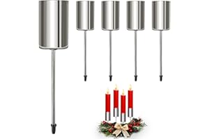 Joxessaien Wieniec adwentowy, srebrny, zestaw 4 szt. – metalowe świeczniki o wysokości 11 cm, Ø 2,5 cm, świecznik adwentowy do wtykania, świeczniki na Boże Narodzenie, dekoracja stołu, dekoracja