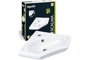 'aquaSu® Eckhandwaschbecken scaLma, 34 cm, Weiß, Eckwaschbecken, Einbauwaschtisch, Eckwaschtisch, Waschtisch, Gäste-WC, 57210 1