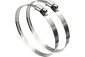 EESTECK 141-165mm(Diameter) Adjustable 304 Stainless Steel Duct Clamps Hose Clamp Pipe Clamp Air Ducting Clamp Worm Drive Hose Clamps (Silver, 2 Pack)