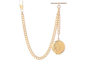 HOLY SINS JEWELLERY Gold Colour Pocket Watch Chain with Round Locket Pendant – Adjustable Length, Handmade in the UK