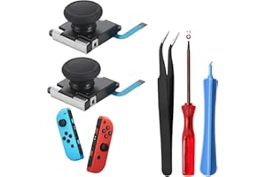 TEUENA Switch Analog 3D Joystick Replacement & Repair Tool Kit for Nintendo Switch, OLED & Lite Controllers, No Drift Thumb Stick Repair Kit for Joy-Con with Pry Tools, Tweezer, Cross Screwdrivers