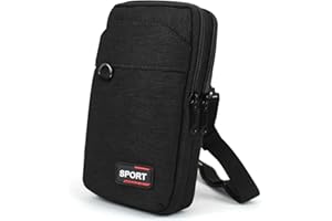 AfitLulu 7-Zoll Umhängetasche Herren Klein 3-Lagen Taschen Handytasche zum Umhängen Herren, Handy Umhängetasche Herren mit Abnehmbaren und Verstellbaren Schultergurten für Wandern Sport