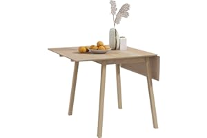 HOMCOM Solid Wood Folding Dining Table, Drop Leaf Table for 2-4 People, Rectangle Kitchen Table for Small Space, Natural Wood Finish