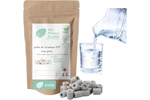 Ma Maison Durable | X100 Perles de Céramique EM® Grises | Filtre Purificateur 100% naturel Eau du Robinet| Billes de filtration naturelle Chlore Calcaire| Pour Pichet Carafe Gourde Fontaine Bouilloire