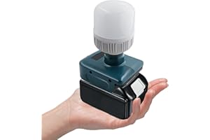 JJXNDO LED Arbeitsleuchte für Makita 18V Lithium BL1860 BL1850 Akkus mit E27 Glühbirne, 12W 1500lm Tragbares Flutlicht, 6500K Kabellose Taschenlampe für Baustellen und den Außenbereich (Keine Batterie)