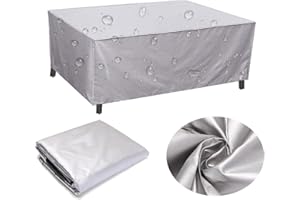 XIANGPEIFBH Copertura Mobili Giardino 105x105x105cm 420D Oxford Copertura Tavolo Sedie Esterno Telo Copri Tavoli da Terrazza Quadrato Impermeabile Anti-UV Antivento Copertura da Tavolo da Giardino Argento
