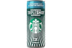 Starbucks® - TripleShot Espresso Allégé en sucres* - Canettes 12 X 300 ml - Café Triple Espresso Allégé en sucres au Lait Prêt-À-Boire - Vendu En Lot de 12