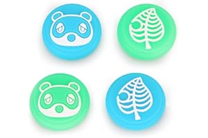 Tscope for Animal Crossing Thumb Grip Caps for Nintendo Switch/Switch Lite Controller, Joy-Cons Analog Joystick Cute Raccoon Soft Silicone Covers for NS Accessories (Leaf Raccoon)