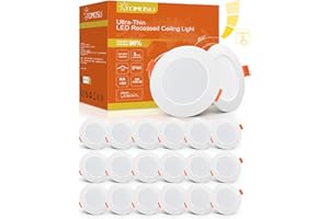 ‎TOMOSU Tomosu LED Einbaustrahler Dimmbar 230V Flach, LED Spot 5W 450LM, IP44 Einbauleuchten für das Bad, Neutralweiß 4000K, Ø75-85mm Lochdurchmesser, Deckenspots für Wohnzimmer Küche Schlafzimmer, 20er Set