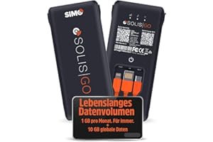 SIMO Solis Go Mobiler WLAN Router mit 1GB/Monat lebenslang, 300 Mbps, 5,250 mAh Akku (48 Std.), tragbares WLAN für unterwegs ohne vertrag in über 140 Ländern, 4G Router Hotspot für 10 Geräte