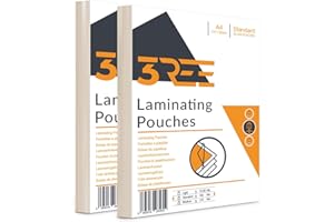 3REE A4 Laminating Pouches - Gloss Finish - 130 Sheets - 160 Micron (2 x 80 Micron) High Quality Finish with Image Last Directional Quality Mark - Ideal for Photos and Notices