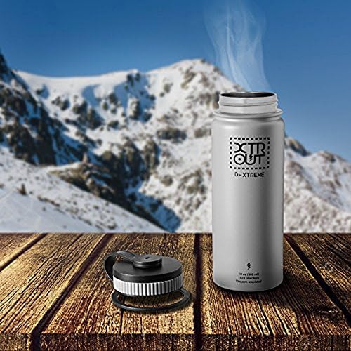 Thermos Flask and Hot Water Bottle of Stainless Steel, Bpa free, for Sport and Outdoor, the Thermocafe keeps beverages 12h warm and 24h cold, High Quality Design, condensation free with comfortable mouth opening, fits all standard filters (Grey coat finish with 0.5l capacity)