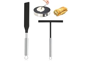 GOSHIES Crepe Spreader and Spatula Crepe Spatula Set Stainless Steel Crepe Tools Spreaders Spatula T- Shaped Batter Spreaders and Spatula Set