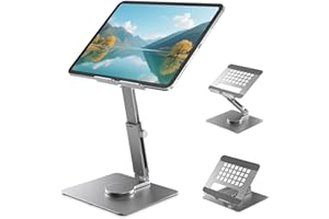 HGTCHGEBD iPad Tablet Ständer, ipad Pro Air Stand Höhenverstellbar mit 360° Drehbarem, Aluminium Faltbarer Universeller Schreibtischhalter Tablet Stand für iPad Pro 13/11,Tablets 4.7–16.5" und Alle Geräte
