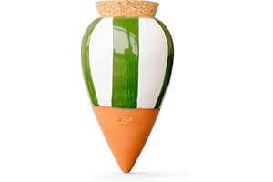 Pepin | Olla Terracotta Planting | Automatic and Ecological Watering for Indoor and Outdoor Plants | Natural Irrigation System | Autonomy of Approximately 1 Week | OYA Green and White Striped - 25cl